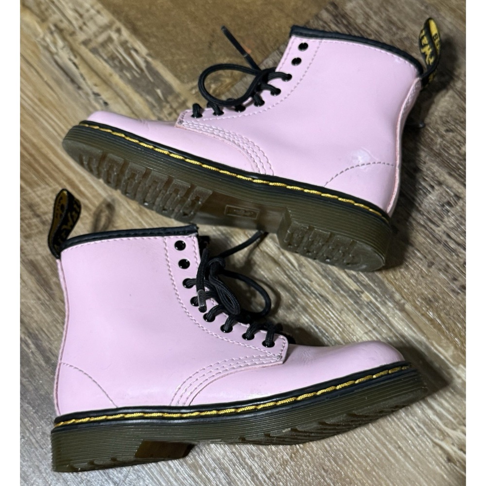 Dr Martens 1460 J Boots pastel pink patent leather Little Kid Sz 9 Zip Up